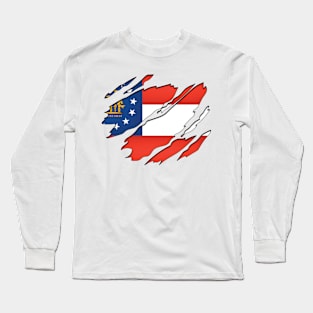 Tear Away Georgia Flag Long Sleeve T-Shirt